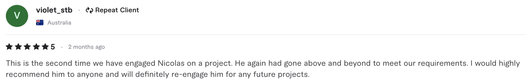 Feedback en Fiverr screenshot 1