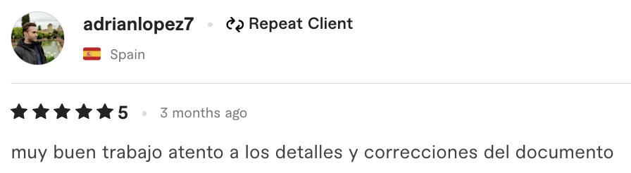 Feedback en Fiverr screenshot 3