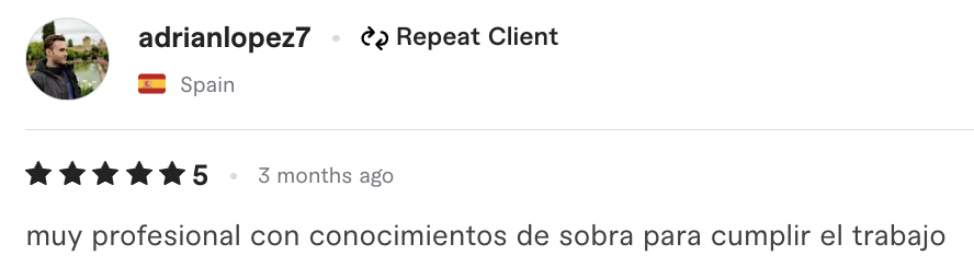 Feedback en Fiverr screenshot 4