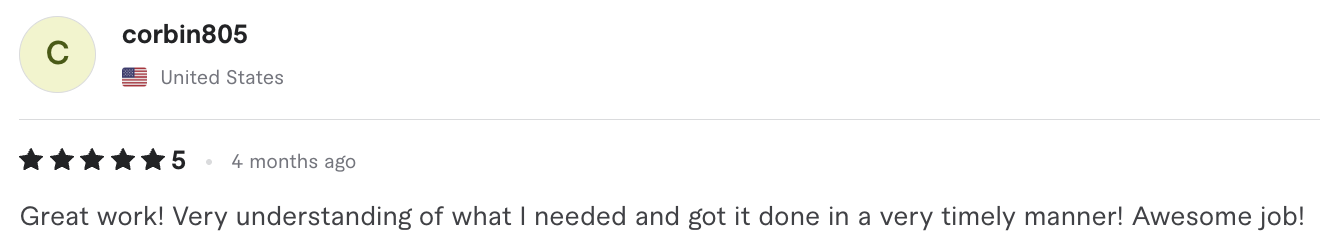 Feedback en Fiverr screenshot 5