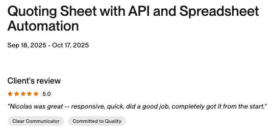 Feedback en Upwork screenshot 1