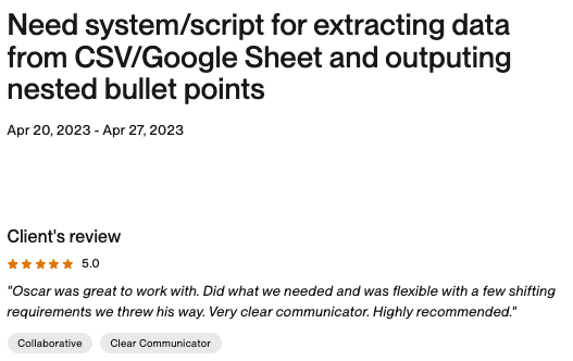 Feedback en Upwork screenshot 16
