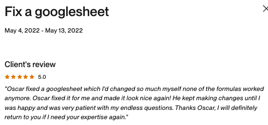 Feedback en Upwork screenshot 19
