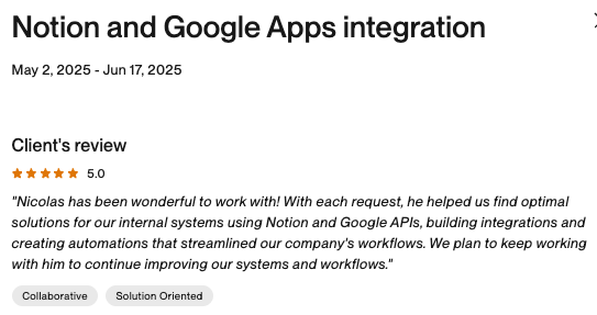 Feedback en Upwork screenshot 4