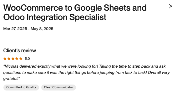 Feedback en Upwork screenshot 5