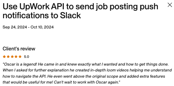 Feedback en Upwork screenshot 8