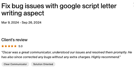 Feedback en Upwork screenshot 9